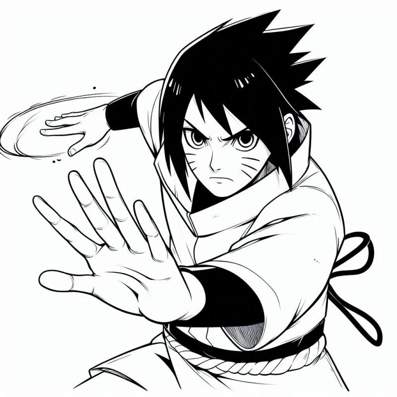 Desenho de Sasuke Uchiha de Naruto para Colorir