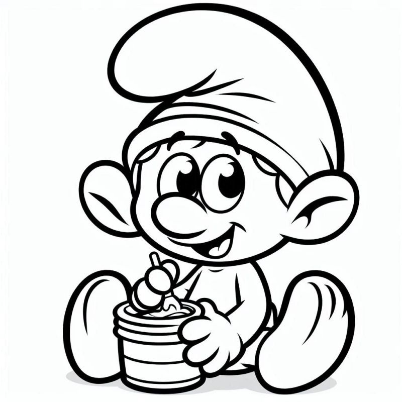 Desenho de Smurf Cozinhando Alegremente