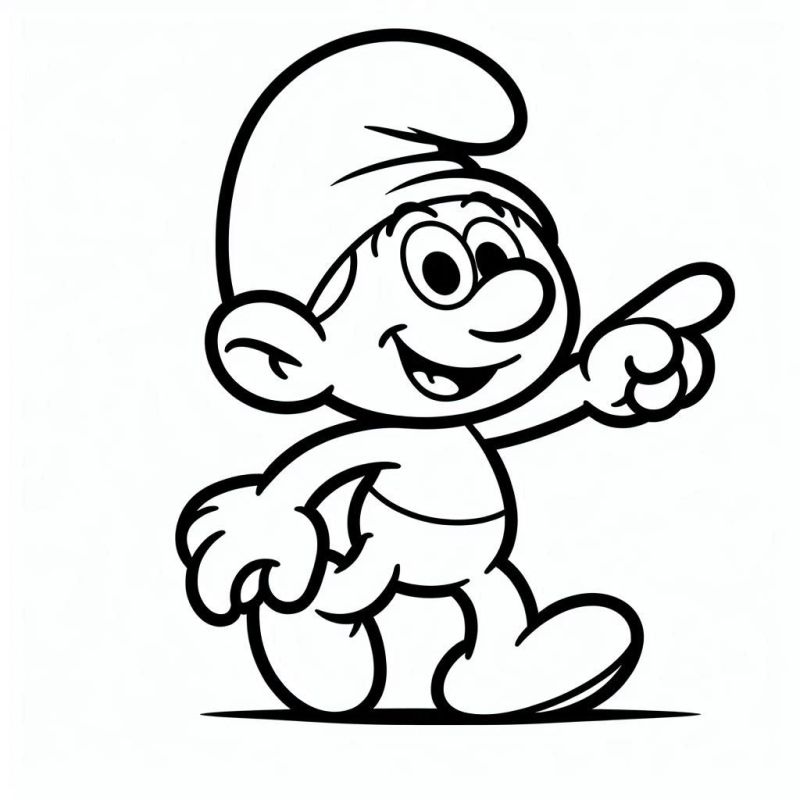 Smurf Sorridente Caminhando para Colorir