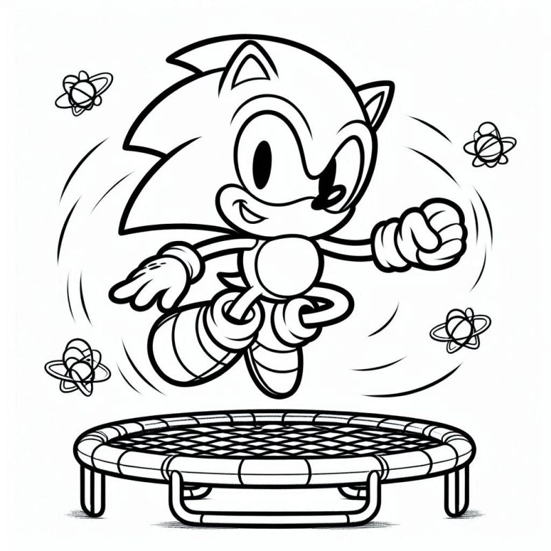 Desenho do Sonic o Ouriço saltando para colorir