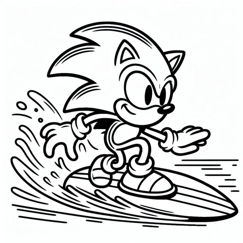 Desenho do Sonic Surfista para Colorir