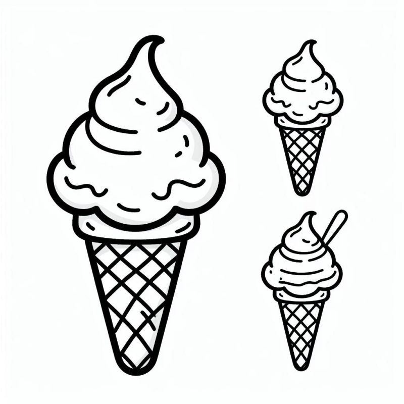 Desenhos de Sorvetes em Cones para Colorir