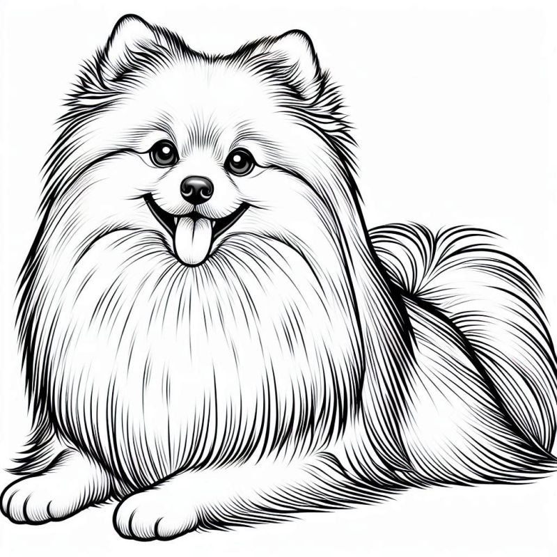 Desenho Encantador de Spitz Alemão para Colorir