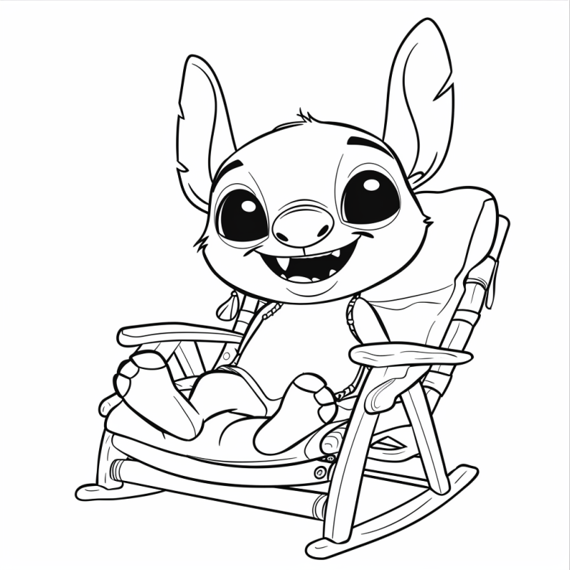 Desenho do Stitch Sorridente na Cadeira para Colorir