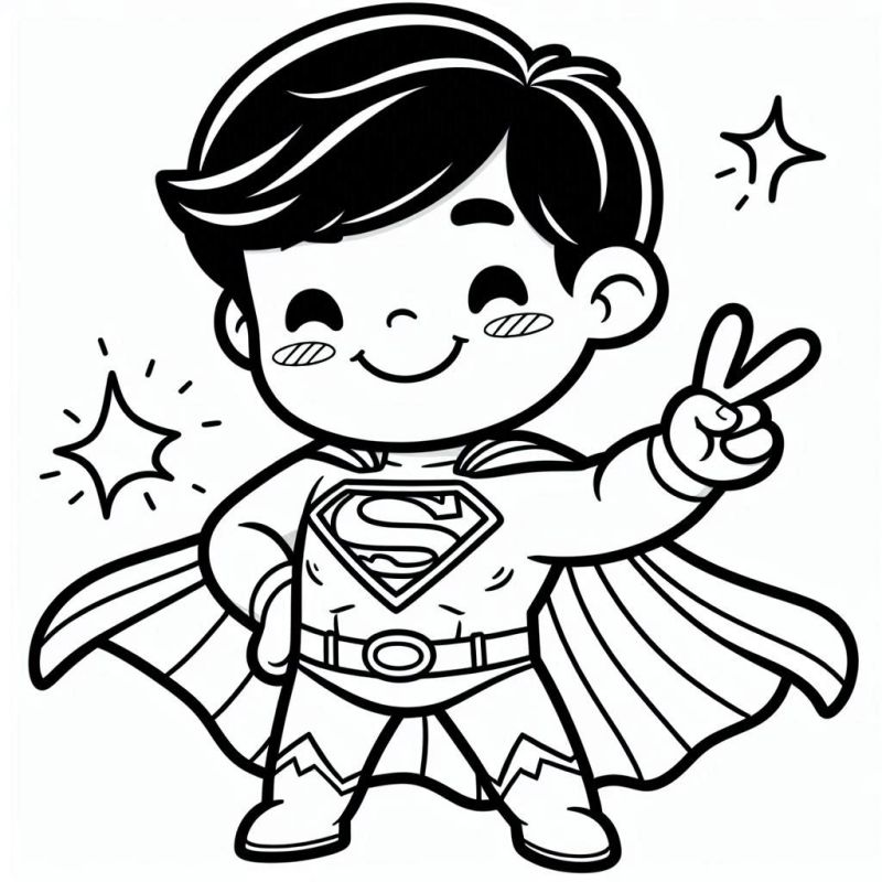 Desenho do Super Homem Chibi para Colorir Grátis