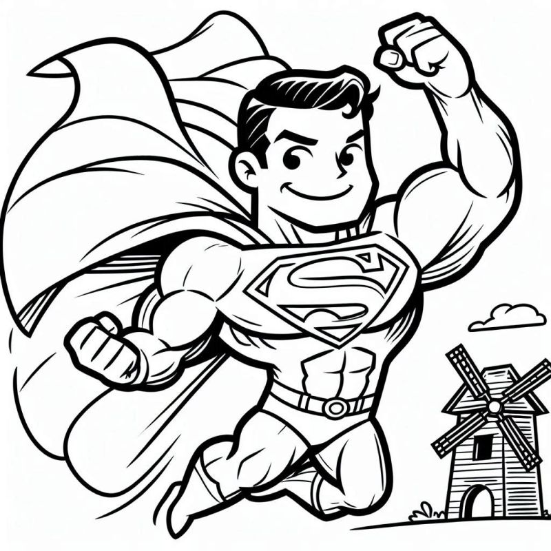 Desenho do Super Homem em Movimento para Colorir