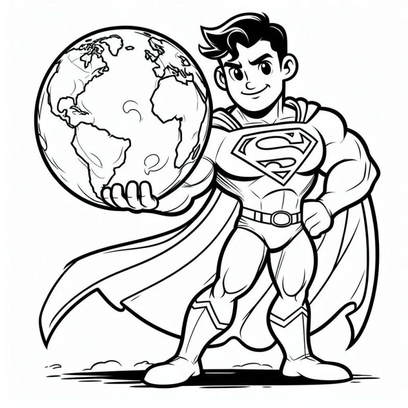 Desenho do Super Homem com Globo para Colorir