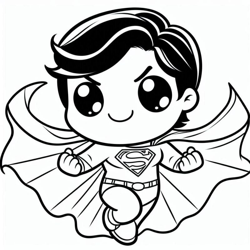 Desenho Fofo e Estilizado do Super-Homem Chibi para Colorir