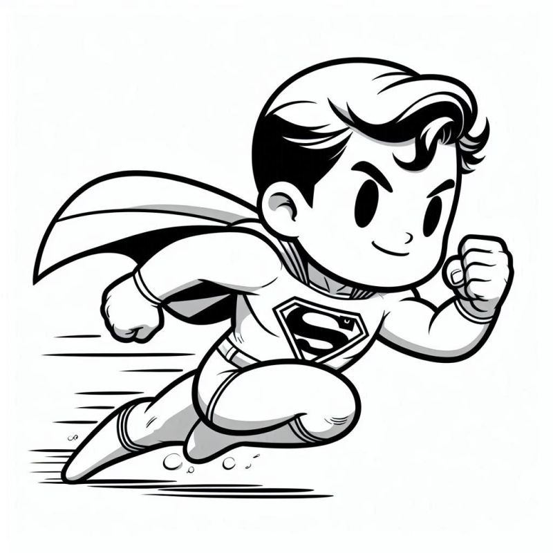 Divirta-se com o Desenho do Super Homem Chibi Determinado para Colorir