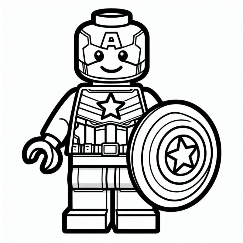 Desenho Capitão América LEGO: Libere Sua Criatividade ao Colorir!