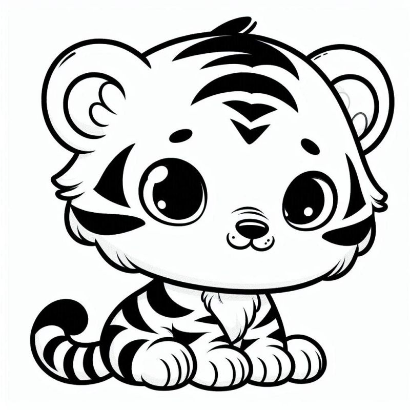 Desenho de Filhote de Tigre Fofinho para Colorir