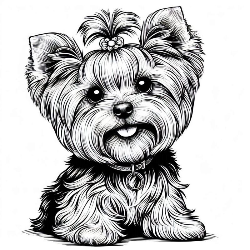 Desenho Detalhado de Yorkshire Terrier Adorável para Colorir