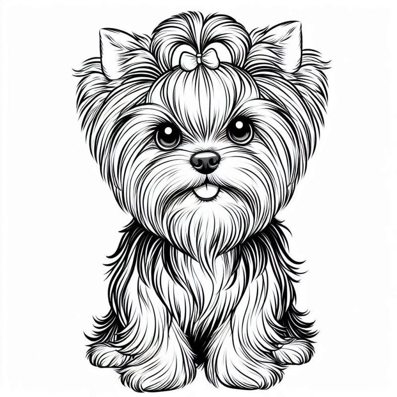 Desenho Detalhado de Yorkshire Terrier para Colorir