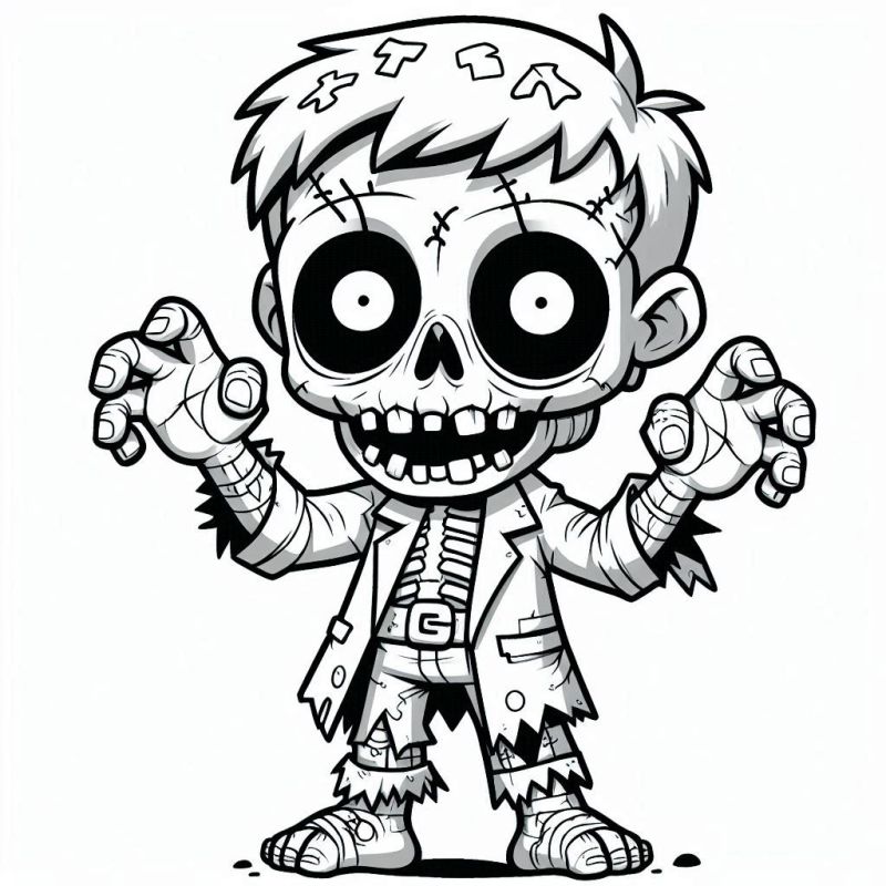 Desenho de Zumbi Cartoon para Colorir